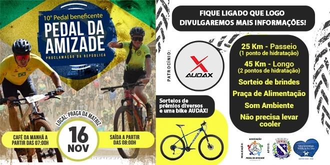 Cartaz 10º PEDAL BENEFICENTE PEDAL DA AMIZADE - PROCLAMAÇÃO DA REPÚBLICA